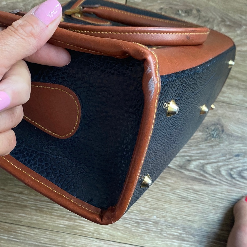 Dooney & Bourke Black and Brown Pebbled Leather Satchel - Picture 12 of 15